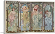 ARTCANVAS Times of the Day Canvas Art Print by Alphonse Mucha