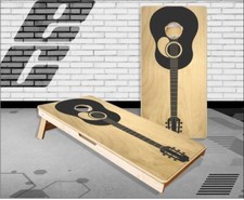 Guitar Wood 2 Cornhole Boards Bean Bag Toss Game