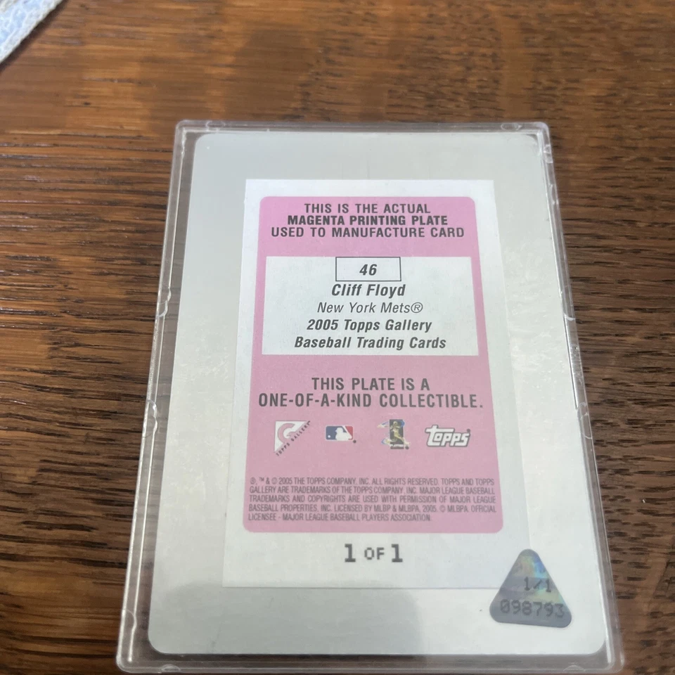 Placa de impresión magenta Topps 2005 Cliff Floyd #46 1/1 Foto 2 de 2