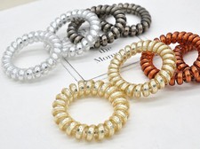 10 pcs Spiral Coil Shine Silver-lined Spiral Phone Cord Elastic Hair Ties 55mm