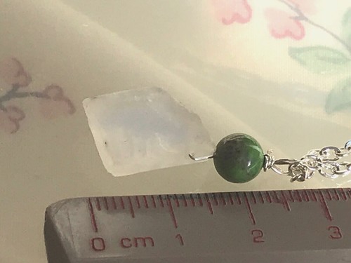 Rainbow Moonstone Rough Natural Nugget Pendants on Silver Plated Cable Chains - Picture 7 of 11