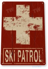 TIN SIGN Ski Patrol Skiing Slopes Diamond Resort Lodge Metal Sign Decor B287  