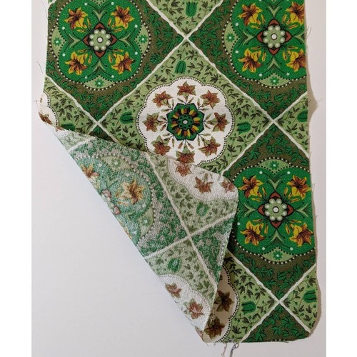 Vintage 60s Floral Medallion Barkcloth Remnants, Green Home Decor Fabric - 第 4/10 張圖片