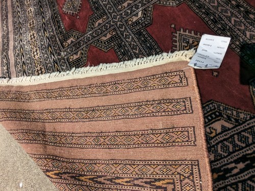 Wool Oriental Rug Bukhara Tribal Design Silky Carpet 4x7 Vintage - Picture 7 of 9