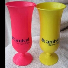 2 Hot Pink & Yellow Carnival The Fun Ships Hurricane Goblets 8