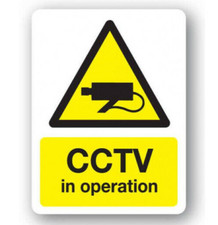 Image of SAFETY SIGN CCTV IN OPERATION WHITE/YELLOW/BLACK LARGE 300 X 400mm - POLYBOARD