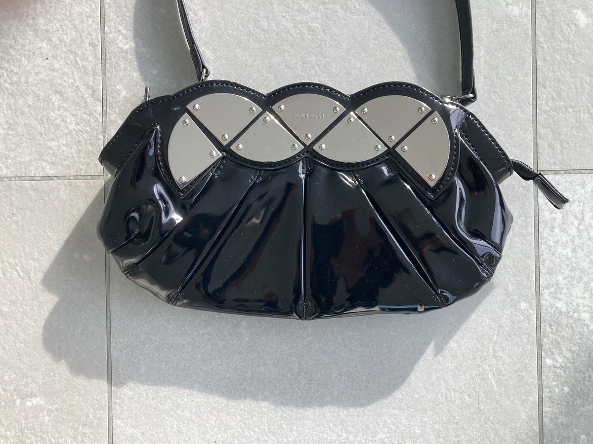 Black patent top clutch bag