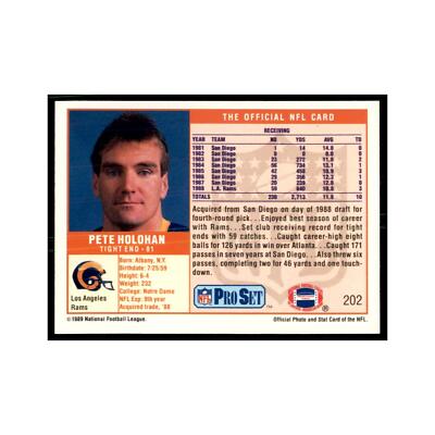 Pete Holohan 1989 Pro Set #202 Football Cards Football Card NM | eBay