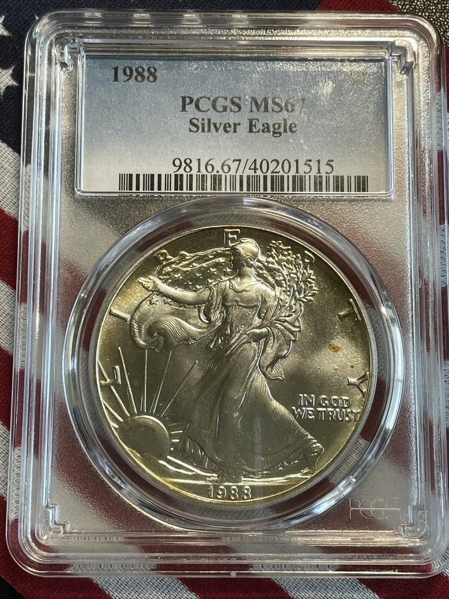 1988 American Eagle $1 PCGS MS67 ~KILLER NATURALLY TONED SILVER