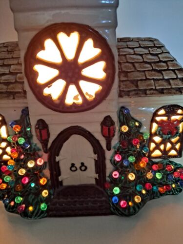 MOLDE IGLESIA NAVIDAD ILUMINADO VINTAGE Le FAUVE 1975. 17 pulgadas de alto - Imagen 4 de 17