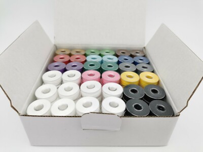 DOUBLELIN 144pcs Size L Bobbins, 40S/2 Variety Pack 13 Colors, Sewing Quilting