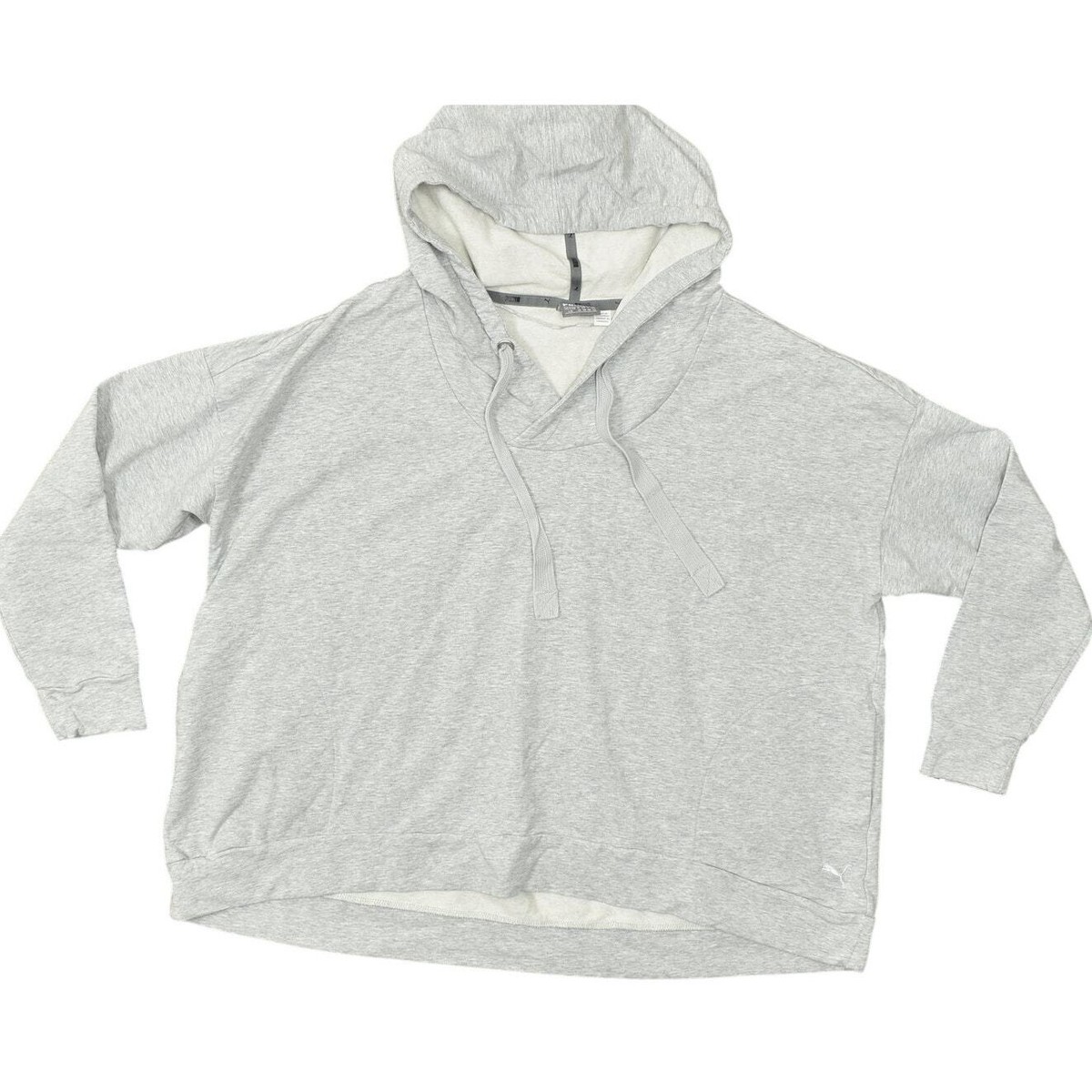 PUMA Gray Pullover Sweater Women's L Cotton Blend Solid Pockets Long Sleeve