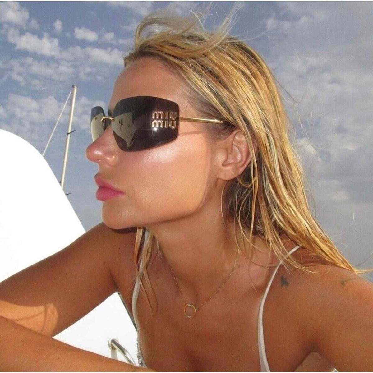 NEW MIU MIU SMU54Y 5AK5S0 WOMEN SUNGLASSES MU54YS 5AK-5S0 GOLD GREY Miu Miu Sunglasses MU54YS 5AK5S0 Gold/Dark Grey Women  main image 2