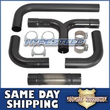 Black Stainless Steel 4 Universal T Pipe Kit Dual Smoker Exhaust Stack System Black Stainless Steel 4 Universal T Pipe Kit Dual Smoker Exhaust Stack System