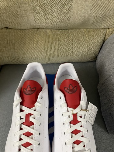 Adidas Originals Stan Smith weiß rot Turnschuhe Schuhe neu im Karton Größe 9,5 UK Herren ID1979 - Bild 8 von 19