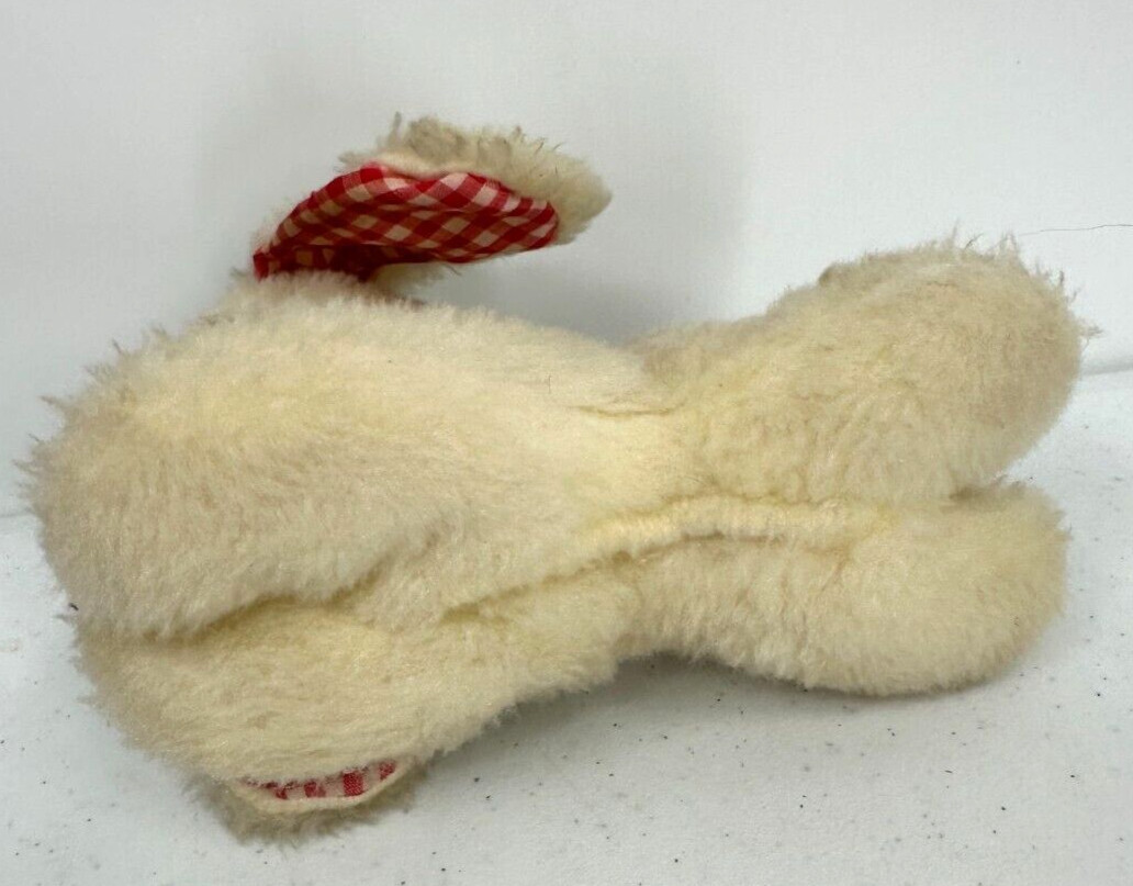 Eden Toys Inc. Baby Rattle Cream Wooly Stuffed Lamb Red Plaid Ears Plush Animal