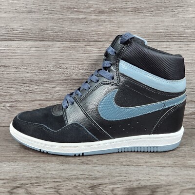 Nike Force Sky Hi Gr. UK 6 Hidden Wedge Heel Sneaker Schwarz Magnet Grau Leder