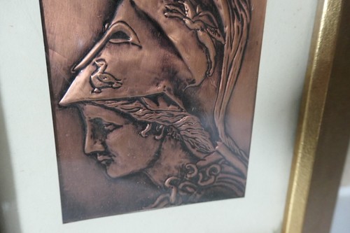 FRAMED 11.7CM BY 7.5M EMBOSSED COPPER CLASSICAL GREEK IMAGE HELEN OF TROY PLAQUE - Picture 9 of 12
