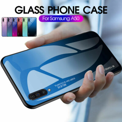 For Samsung Galaxy A10e A20 A30 A50 A70 Luxury Hybrid Case Gradient Glass Cover