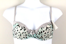 Women's Bra Underwire Balconette Animal Print Size 42D JL Multi Gray Lace NWT