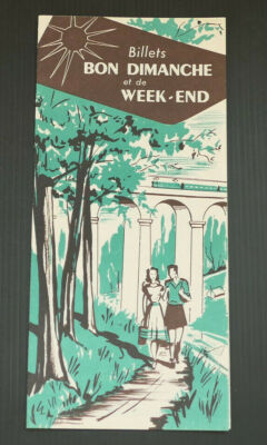 OLD TOURISM LEAFLET TRAIN SNCF 1954 GOOD SUNDAY AND WEEKEND TICKETS