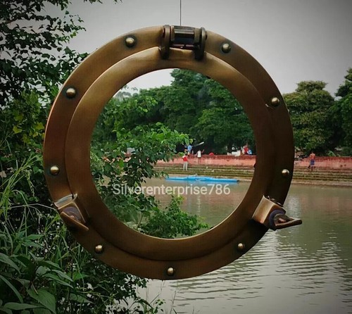 Antique 20 inch Marine Canal Boat Porthole-Window Ship Round Glass Wall Decor - Picture 4 of 7