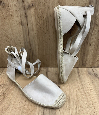 Comfortview Shayla Flats Strappy Shoes Women's 10.5 W Beige Espadrille Back Zip