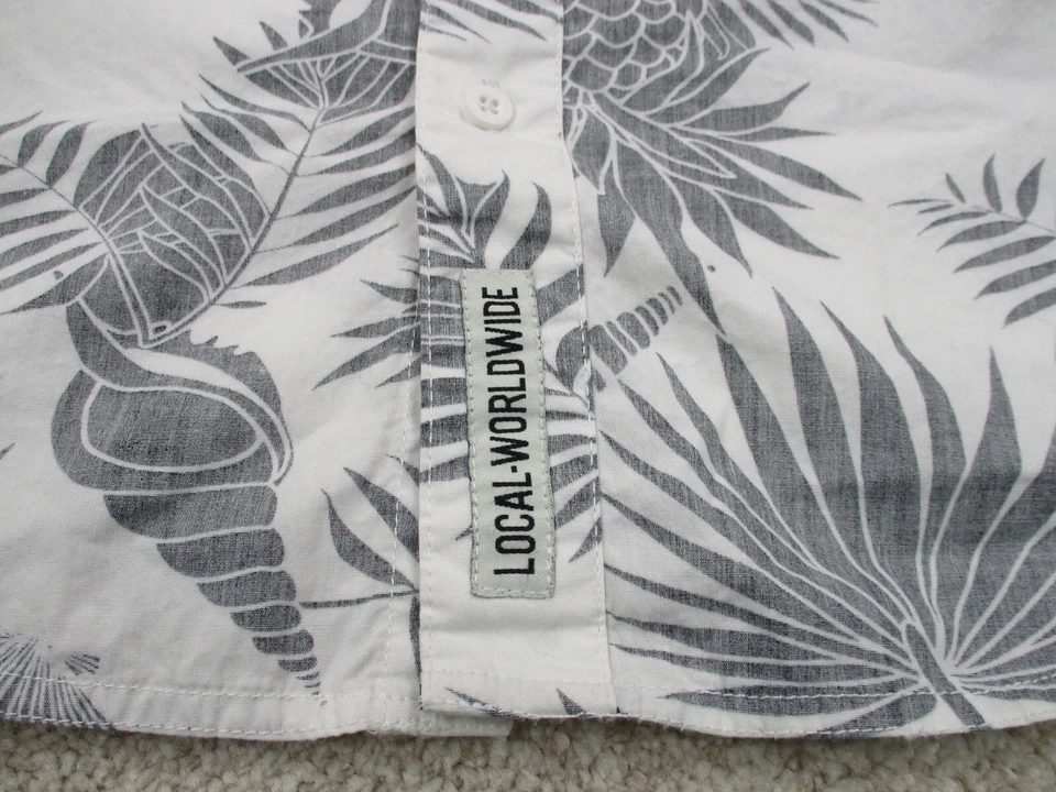 Camisa KAVU Para Hombre Mediana Blanca Estampado Piña Algodón Hawaiano Informal Abotonada Foto 4 de 4