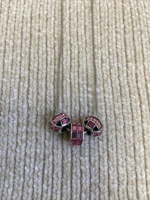 Swarovski Necklace Chamilia Pink Spellbound Crystal Charms 925 Necklace Chain 