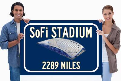 Los Angeles Rams SoFi Stadium - Miles to Stadium Highway Road Sign Customize th