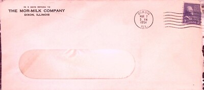 Mor-Milk Company Dixon Illinois Envelope Vintage 1951
