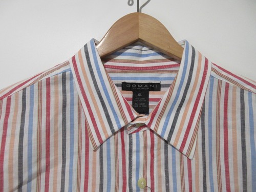 Sz XL NWT $42 DOMANI Platinum Linen/Cotton Short Sleeve Shirt Men Striped - Picture 4 of 10
