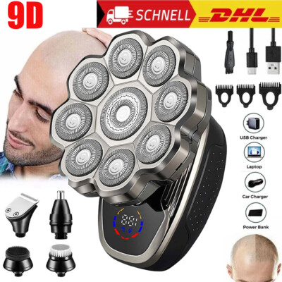 9D Glatzen Rasierer Herren Kopfrasierer Glatze Wasserdicht Kopf Rasierer Herren