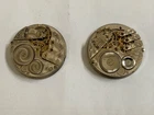 ANTIQUE 1904 242 & 1912 386 ELGIN 16s 17j HUNTING POCKET WATCH MOVEMENTS RUNNING