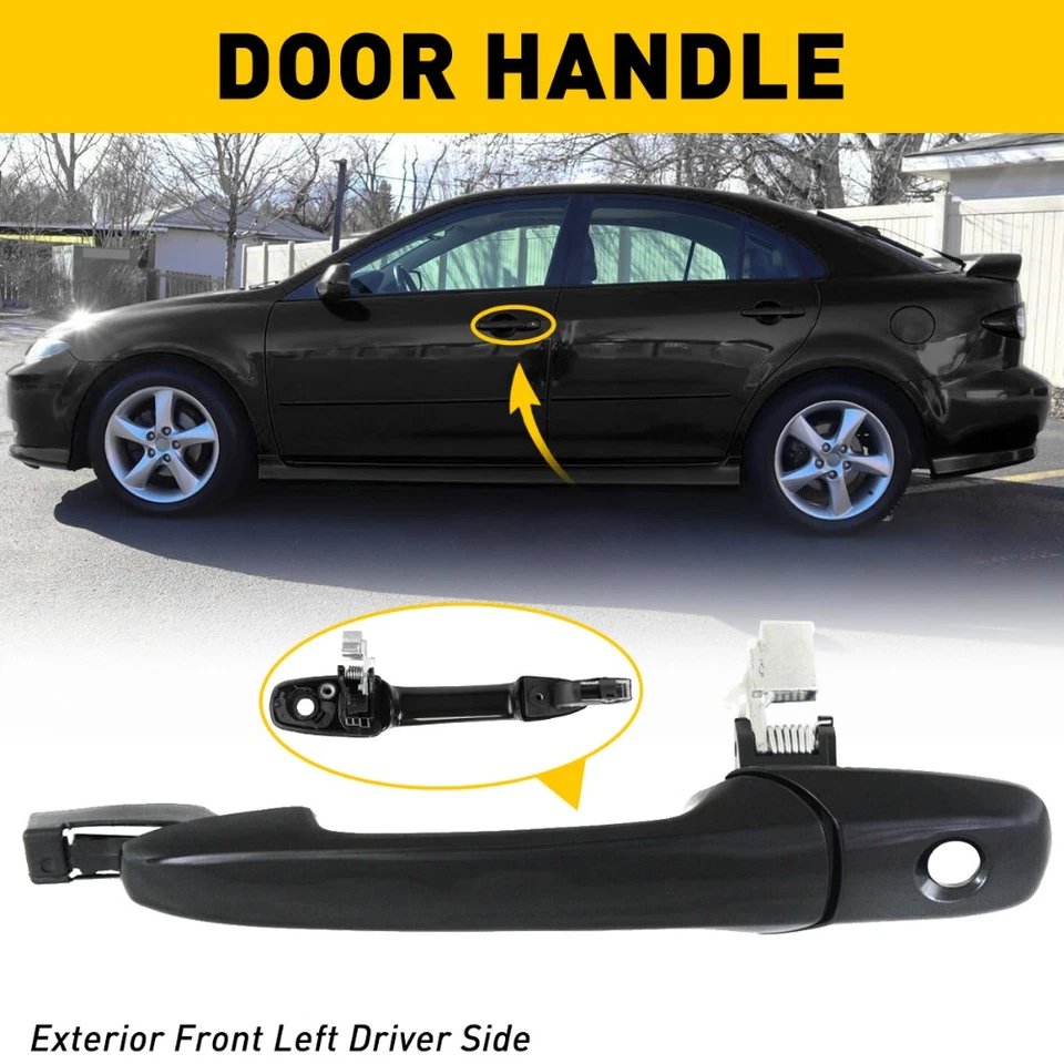 Manija puerta exterior negra delantera lisa lado del conductor para Mazda 3 6 CX-7 CX-9 RX-8 Foto 4 de 4