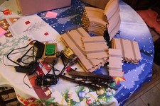 Vintage Eldon Hawthorn 1/32 slot car track with two power packs and controllers