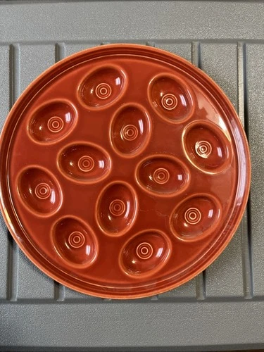 Fiesta Persimmon Deviled Egg Tray Plate Platter Fiestaware 11”