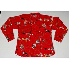 Vintage Western Shirt Roper Size L 80s Native American Art Flap Chest