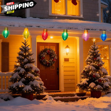 16ft 10 Led Jumbo Christmas Lights Outdoor,c7 Multicolor 10 Light-bright 