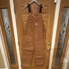 Carhartt Loose Fit Canvas Duck Insulated Bib Overall - Men's SIZE LARGE