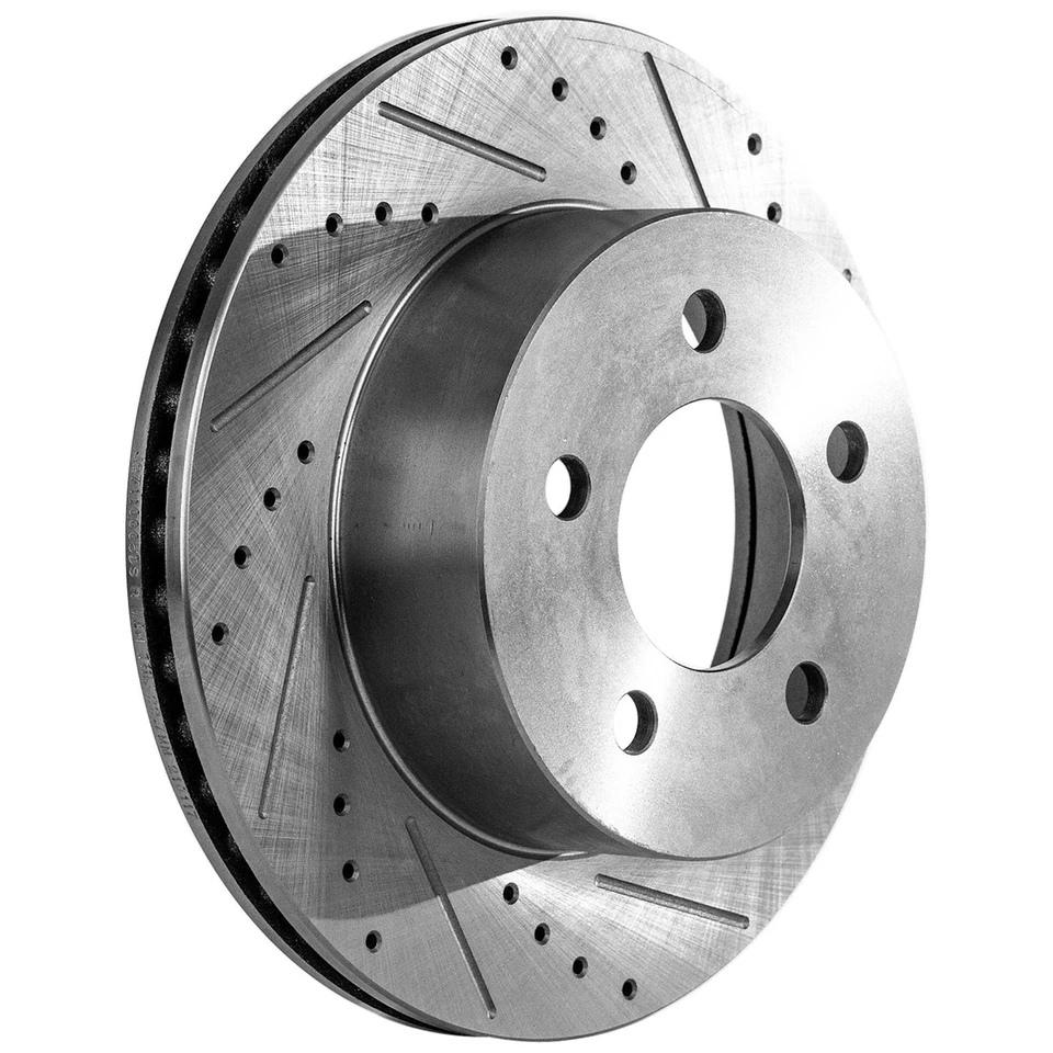 Disc Brake & Pad Kit For 1999-2006 Jeep Wrangler Front Left Right Cross-drilled - Image 2 of 4