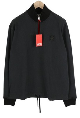 Diesel S-Aragon Herren Sweatshirt XL Schwarz Hineinschlüpfen Halb Zip Mit UVP