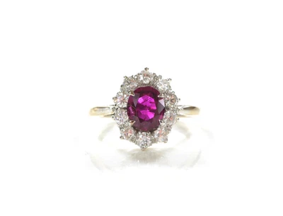 Entourage-Damenring - schöner Rubin + Brillanten ca. 0,45ct - 750er Weißgold 14K - Bild 1 von 4