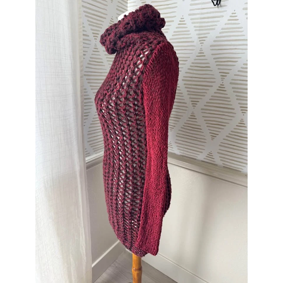 Suéter de lana italiano tejido abierto rojo Helmut Lang para mujer talla P XS Foto 3 de 4