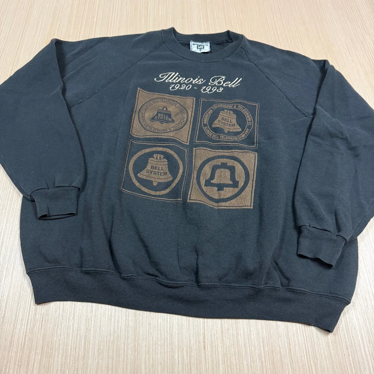 Sweat-shirt Lee en coton mélangé mi-épais vintage des années 1980 – Fabriqué aux États-Unis (Noir) - France