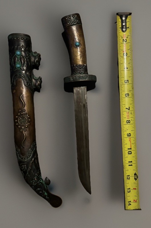 Tibetan Ritual Dagger Phurba With Turquoise’s Inlays