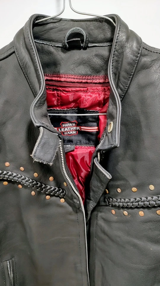 Black Leather Motorcycle Biker Jacket Patina Women's Size XL Papa's Leather Barn - Image 2 of 4