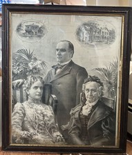 1901 President William McKinley Portrait With Wife and Mother Print framed