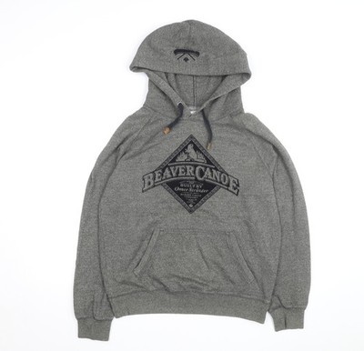 Biber Kanu Herren Grau Pullover Hoodie Medium Fleece Logo Outdoor