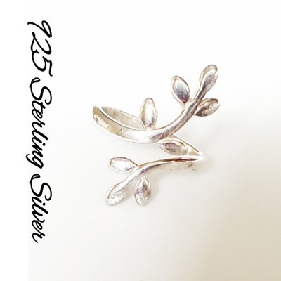 Bypass Leaves Design Ring 925 Sterling Silver Sz 9